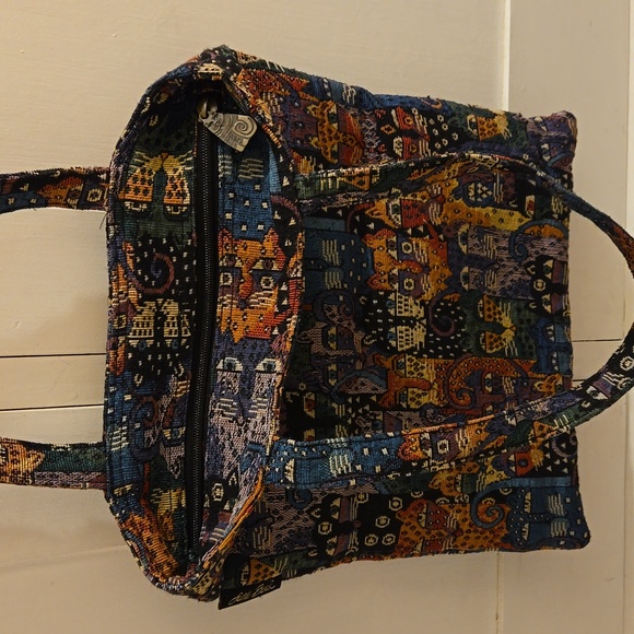 Laurel Burch Vintage tote style cat motif tapestry bag - Picture 7 of 11